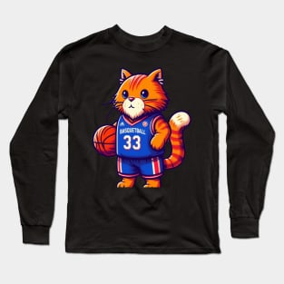 cat love basketball Long Sleeve T-Shirt